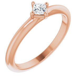 Ladies Natural Diamond Solitaire Ring (I1, G-H) — 14K Rose Gold