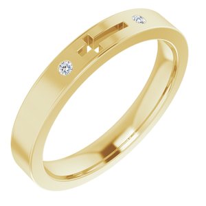 Ladies Natural Diamond Pierced Cross Stackable Ring (I1, G-H) — 14K Yellow Gold