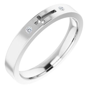 Ladies Natural Diamond Pierced Cross Stackable Ring (SI2-SI3, G-H) — Platinum