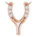 Ladies Natural Diamond Petite Wishbone Necklace Center (I1, G-H) — 14K Rose Gold