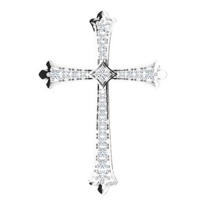 Ladies Natural Diamond Cross Pendant (I1, H+) — 14K White Gold