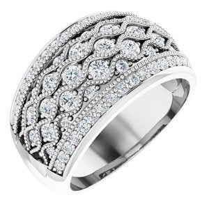 Ladies Natural Diamond Ring (I1, H+) — 14K White Gold