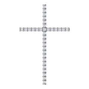 Ladies Natural Diamond Cross Pendant (I1, H+) — 14K White Gold