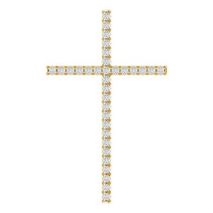 Ladies Natural Diamond Cross Pendant (I1, H+) — 14K Yellow Gold
