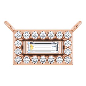 Ladies Natural Diamond Halo-Style Necklace Center (Si2-Si3, I1, Ghi, G-H) — 14K Rose Gold