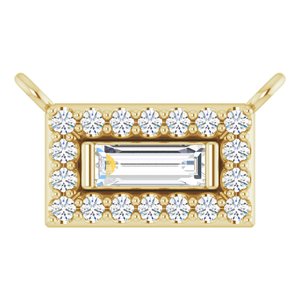 Ladies Natural Diamond Halo-Style Necklace Center (Si2-Si3, I1, Ghi, G-H) — 14K Yellow Gold