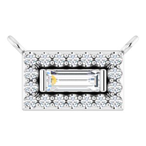 Ladies Natural Diamond Halo-Style Necklace Center (Si2-Si3, Ghi, G-H) — Platinum