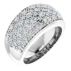 Ladies 14K White/ Natural Diamond Micro Pavé-Style Ring Size 7 (I1, H+) — 14K White Gold