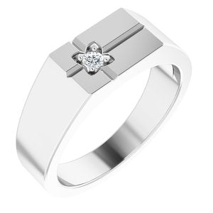 Ladies Natural Diamond Cross Ring (I1, G-H) — 14K White Gold