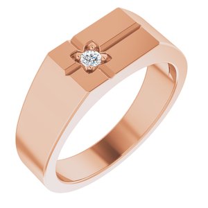 Ladies Natural Diamond Cross Ring (I1, G-H) — 14K Rose Gold