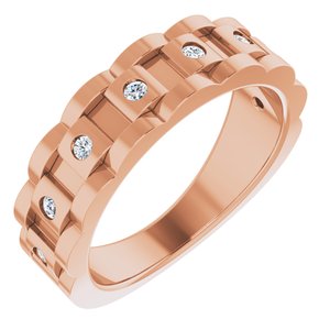 Ladies Natural Diamond Chain Link Ring (I1, G-H) — 14K Rose Gold