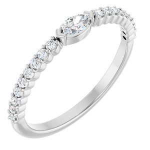 Ladies Natural Diamond Stackable Ring (I1, G-H) — 14K White Gold