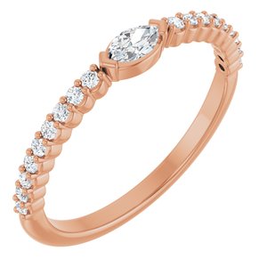 Ladies Natural Diamond Stackable Ring (I1, G-H) — 14K Rose Gold