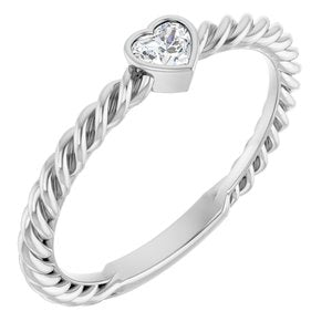 Ladies Natural Diamond Bezel-Set Rope Ring (I1, GHI) — 14K White Gold