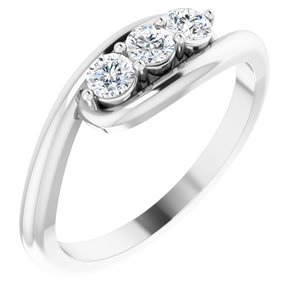 Ladies Natural Diamond Three-Stone Bypass Ring (I1, G-H) — 14K White Gold