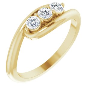 Ladies Natural Diamond Three-Stone Bypass Ring (I1, G-H) — 14K Yellow Gold