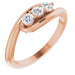 Ladies Natural Diamond Three-Stone Bypass Ring (I1, G-H) — 14K Rose Gold