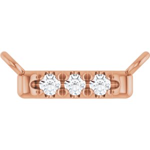 Ladies Natural Diamond French-Set Bar Necklace Center (I1, G-H) — 14K Rose Gold
