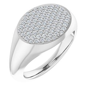 Ladies Natural Diamond Signet Ring (Si2-Si3, G-H) — Platinum