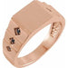 Ladies Natural Black Diamond 23.5 mm Geometric Signet Ring — 14K Rose Gold