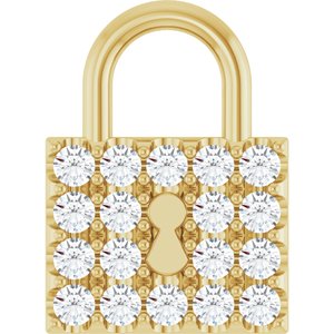 Ladies Natural Diamond Lock Pendant (I1, G-H) — 14K Yellow Gold