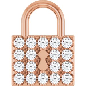 Ladies Natural Diamond Lock Pendant (I1, G-H) — 14K Rose Gold