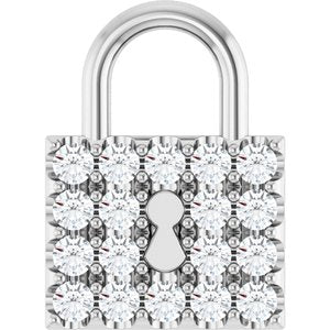 Ladies Natural Diamond Lock Pendant (Si2-Si3, G-H) — Platinum