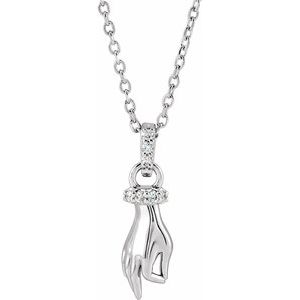 Ladies Natural Diamond Hand of Buddha Necklace (I1, G-H) — Sterling Silver