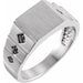 Ladies Natural Black Diamond 23.5 mm Geometric Signet Ring — 14K White Gold
