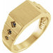 Ladies Natural Black Diamond 23.5 mm Geometric Signet Ring — 14K Yellow Gold