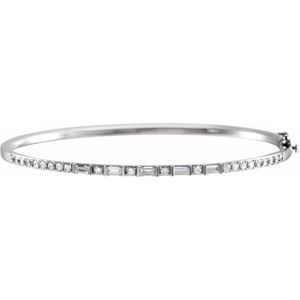 Ladies Natural Diamond Bangle Bracelet (I1, H-I) — 14K White Gold