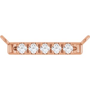 Ladies Natural Diamond French-Set Bar Necklace Center (I1, G-H) — 14K Rose Gold