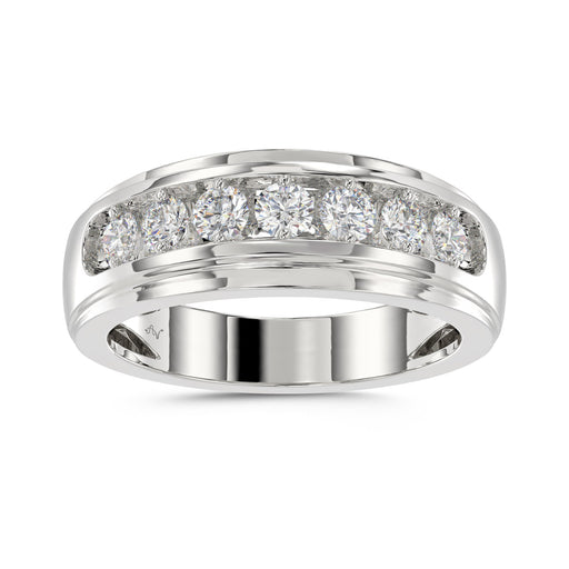MEN'S BAND 1.00CT ROUND DIAMOND 10K WHITE GOLD