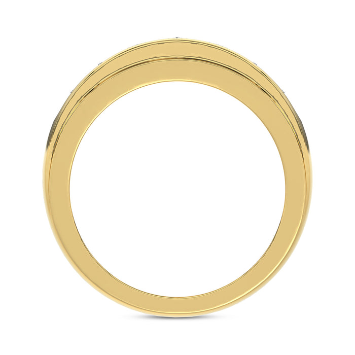MEN'S BAND 1.00CT ROUND DIAMOND 10K YELLOW GOLD