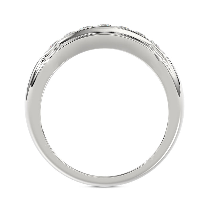 MEN'S BAND 0.50CT ROUND DIAMOND 10K WHITE GOLD