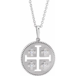 Ladies Natural Diamond Jerusalem Cross Necklace (Si2-Si3, G-H) — Platinum