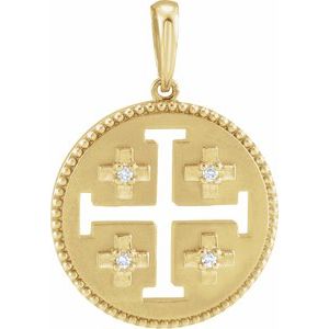 Ladies Natural Diamond Jerusalem Cross Pendant (I1, G-H) — 14K Yellow Gold