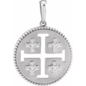 Ladies Natural Diamond Jerusalem Cross Pendant (Si2-Si3, G-H) — Platinum