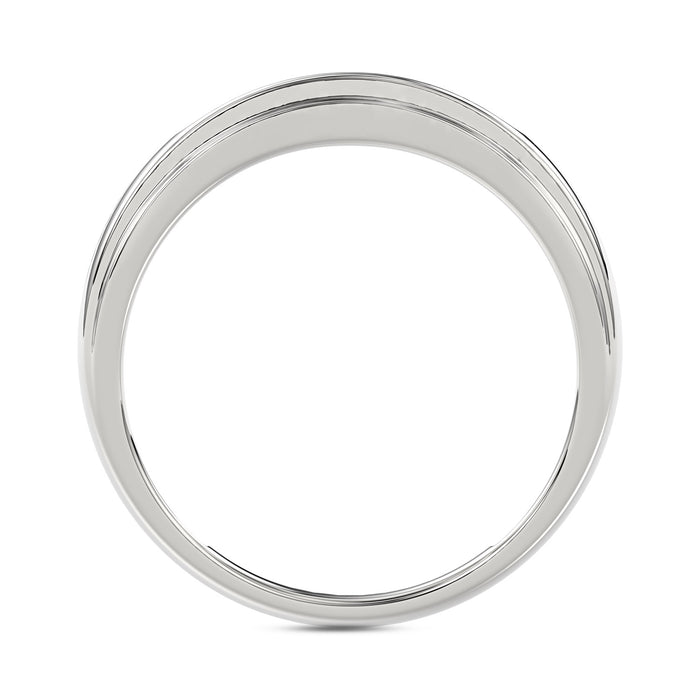 MEN'S BAND 0.25CT ROUND DIAMOND 10K WHITE GOLD