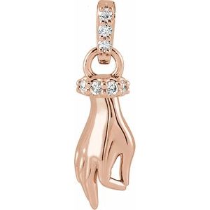 Ladies Natural Diamond Hand of Buddha Pendant (I1, G-H) — 14K Rose Gold