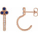 Ladies Natural Blue Sapphire Natural Diamond J-Hoop Earrings (I1, G-H) — 14K Rose Gold