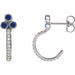 Ladies Natural Blue Sapphire Natural Diamond J-Hoop Earrings (I1, G-H) — Platinum