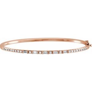 Ladies Natural Diamond Bangle Bracelet (I1, H-I) — 14K Rose Gold