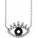 Ladies Natural Black White Diamond Evil Eye Necklace (Opaque/I1, Black/HI) — 14K White Gold