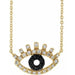 Ladies Natural Black White Diamond Evil Eye Necklace (Opaque/I1, Black/HI) — 14K Yellow Gold