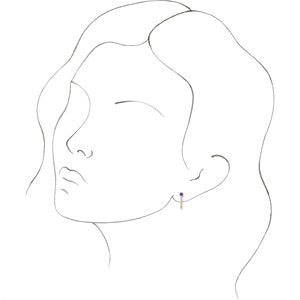 Ladies Natural Amethyst Natural Diamond J-Hoop Earrings (I1, G-H) — 14K Yellow Gold