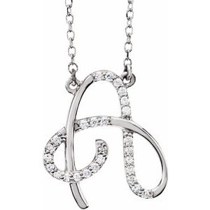 Ladies Natural Diamond Initial A Necklace (I1, G-H) — 14K White Gold