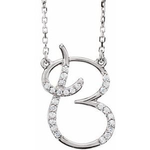 Ladies Natural Diamond Initial B Necklace (I1, G-H) — 14K White Gold