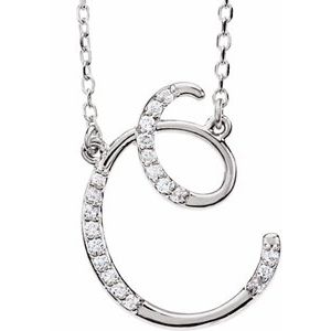 Ladies Natural Diamond Initial C Necklace (I1, G-H) — 14K White Gold