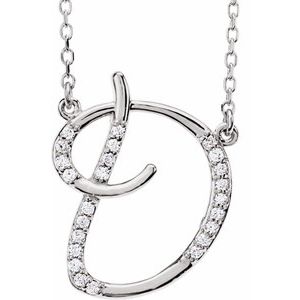 Ladies Natural Diamond Initial D Necklace (I1, G-H) — 14K White Gold